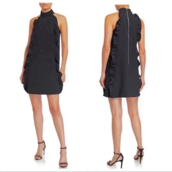 Ted Baker Dress Torriya Ruffle Tunic Halter Neck in Navy - Picture 2 of 2